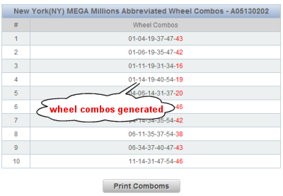 New York Sweet Million Lotto Wheels Sample Results